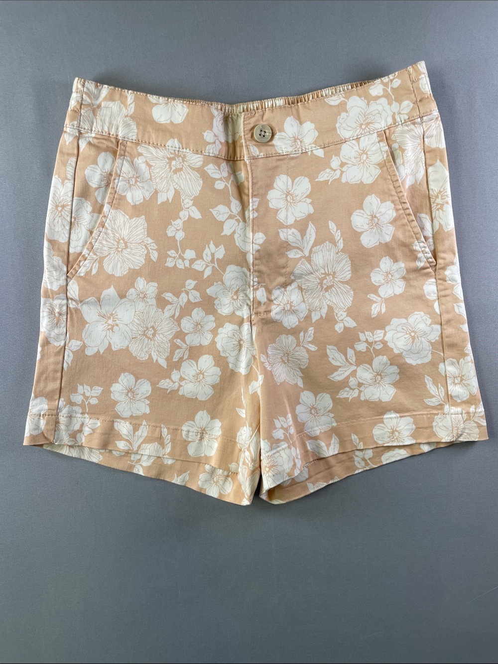 JACHS Cotton/Modal Blend Girlfriend Peach Floral Bermuda Shorts Size Small